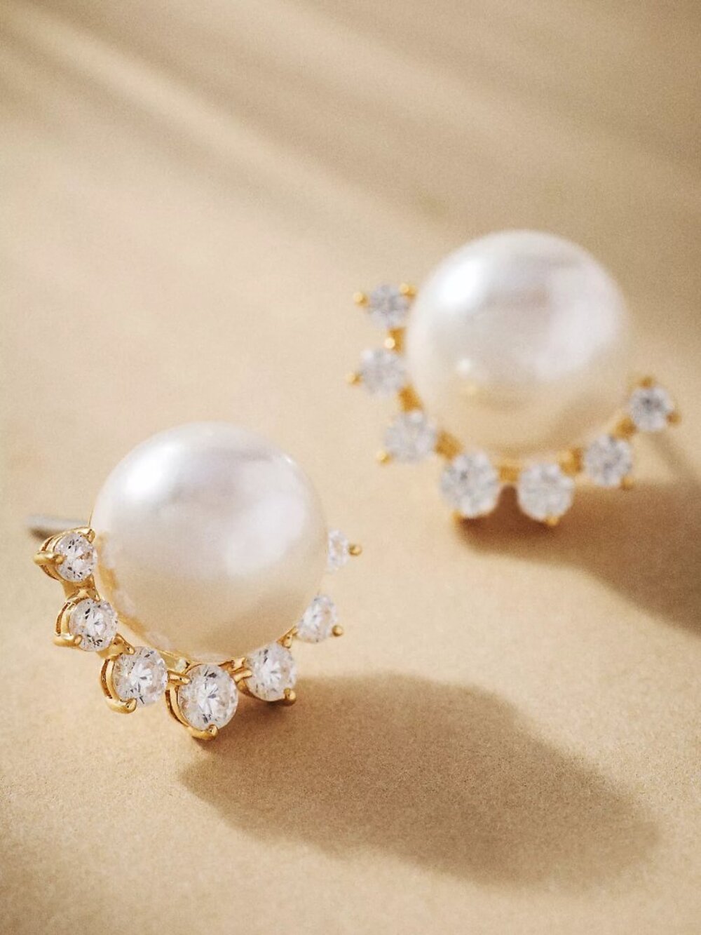 NADRI Venus Pearl Climber Stud Earrings